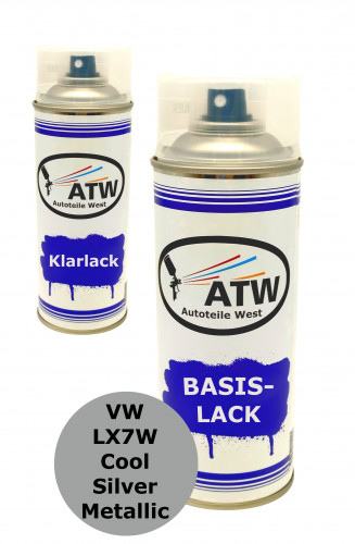 Autolack für VW LX7W Cool Silver Metallic+400ml Klarlack Set